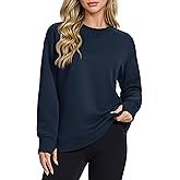 MAGCOMSEN Women's Fleece Lined Sweatshirts Pullover Crewneck Sweater Loose Fit Casual Winter Warm Tops with Thumb Holes