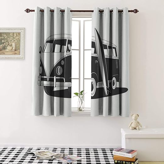 Amazon Com 1gshophome Room Darkening Curtains Retro Travel Bus