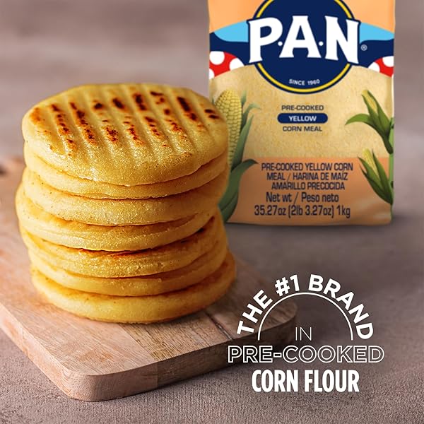 P.A.N. YELLOW CORN MEAL – PRE-COOKED GLUTEN FREE AND KOSHER FLOUR FOR AREPAS (2.2 LB/PACK OF 1)