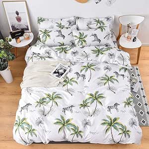 Bxnthd Microfibra Cebra Animal de árbol de Coco Juego de Ropa de Cama