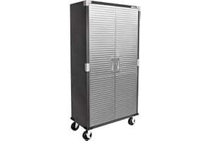 Seville Classics UltraHD Solid Steel Rolling Lockable Metal Storage Cabinet Locker Organizer, w/Adjustable Shelves for Garage, Warehouse, Office, Classroom, Graphite, 36" W x 18" D x 72" H