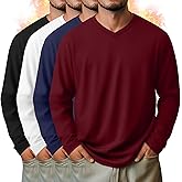 August Alley 4 Pack Men's Thermal V Neck Shirts Fleece Lined Long Sleeve Sweatshirts Loose Fit Casual Winter Underwear Tops