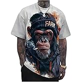 VIPWOLF Men's 3D Monkey Graphic Tees Short Sleeve Crew Neck Novelty Cool T Shirts