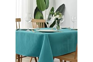 maxmill Jacquard Table Cloth Swirl Pattern Spillproof Wrinkle Resistant Water Proof Heavy Weight Soft Tablecloth for Kitchen Dinning Tabletop Outdoor Picnic Rectangle 52 x 70 Inch Teal