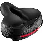 Bike Seat, Most Comfortable Bicycle Seat Dual Shock Absorbing Memory Foam Waterproof Bicycle Saddle Bike Seat Replacement with Refective Tape