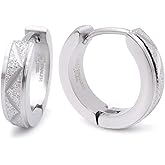 Stainless Steel Mens Hoop Earrings Zig Zag Stripe Gold-tone Black Bevel Edge