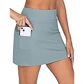 THE GYM PEOPLE Women's High Waisted Golf Skorts Tennis Mini Athletic Active Skirts Built-in Shorts with 3 Pockets