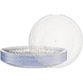 PLASTICPRO 30 Pack Heavyweight Disposable Plastic Plates - Elegant Clear Hammered Platsic Party Dishes (9'' INCH PLATES)