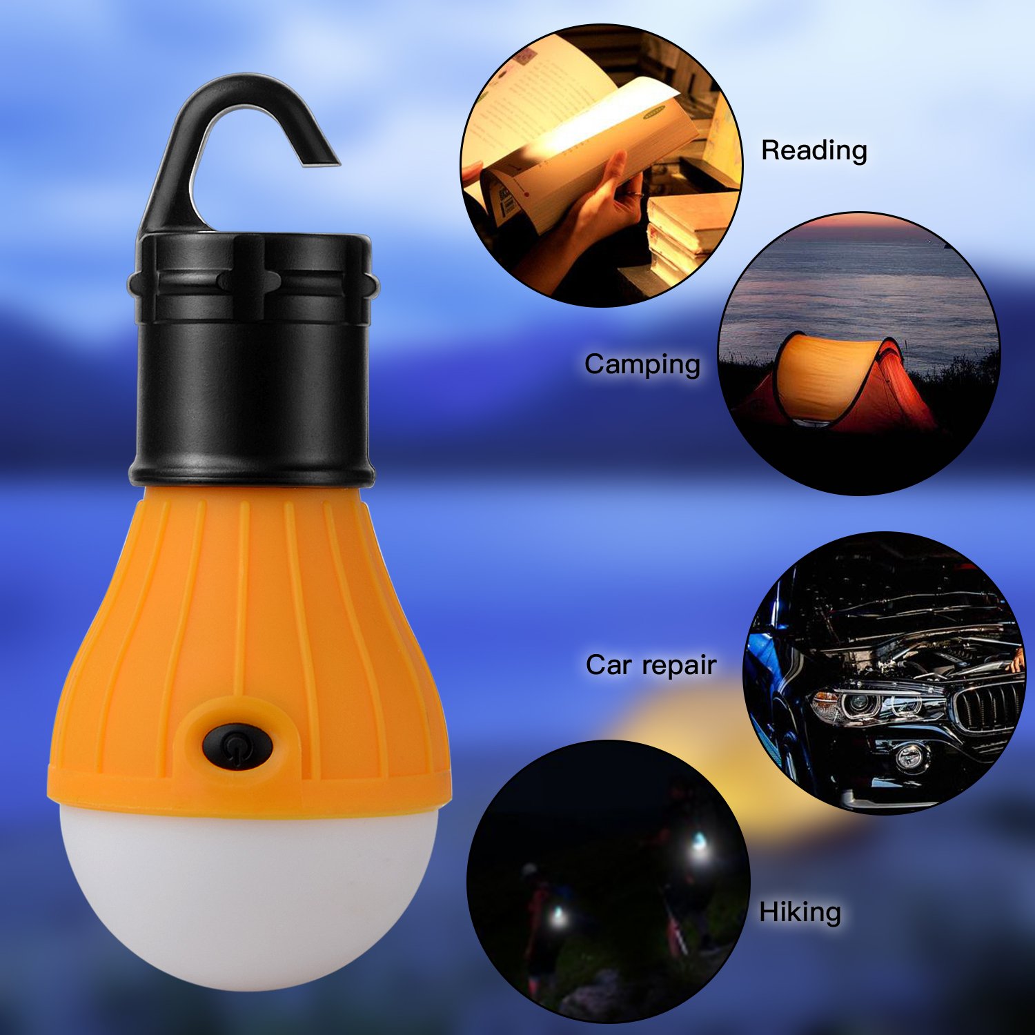 Moobom Battery Powered Tent Light buld Waterproof Portable led Camping Light Bulb Emergency Light for Outdoor Camping Hiking Climbing Fishing or Household Car Repairing,Pack of 3