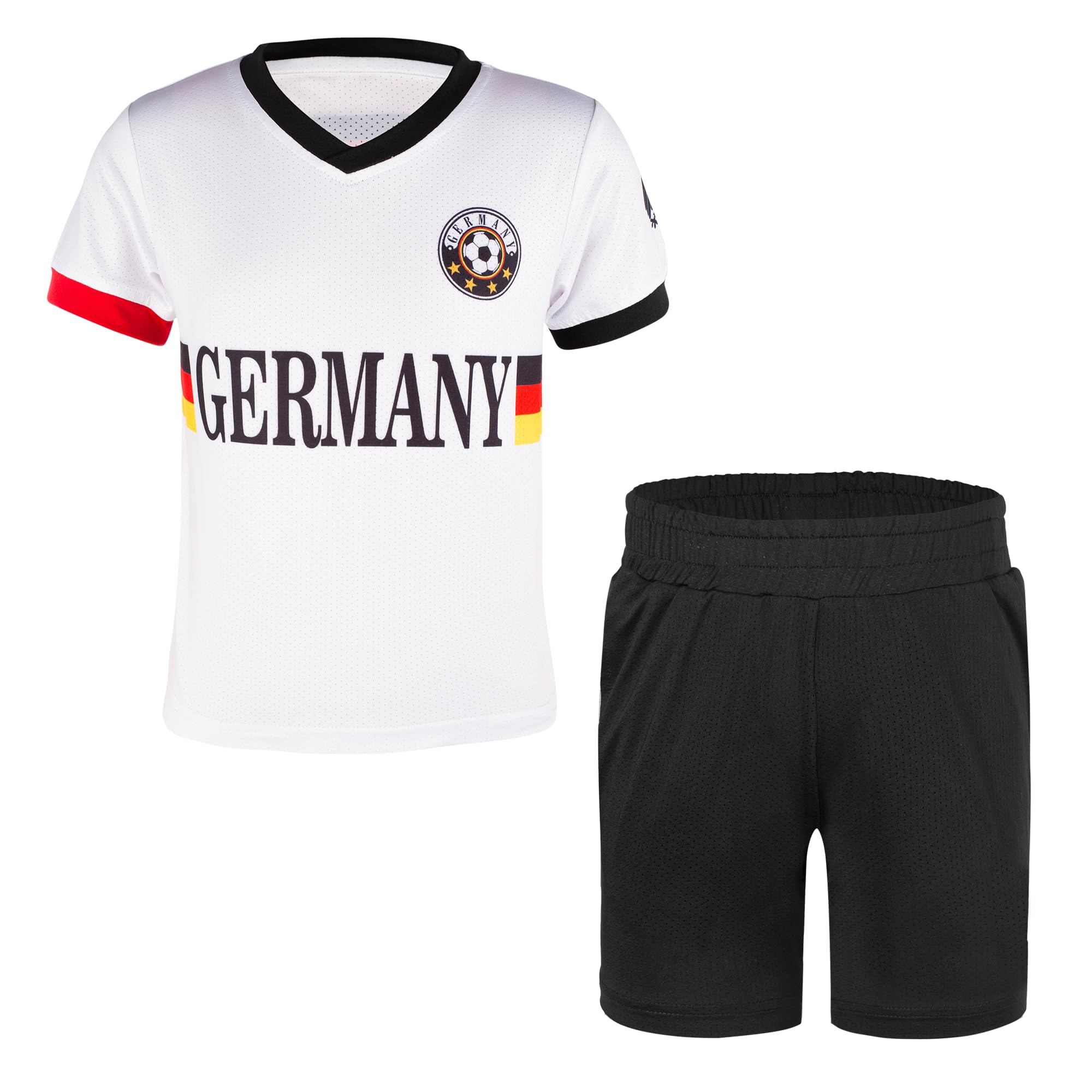 Photo 1 of **missing shorts**Cnins Boys' Soccer Themed Jersey for Kids German Soccer Costume for Youth Germany Soccer Uniform for Girls(CNT-GE,8Y)