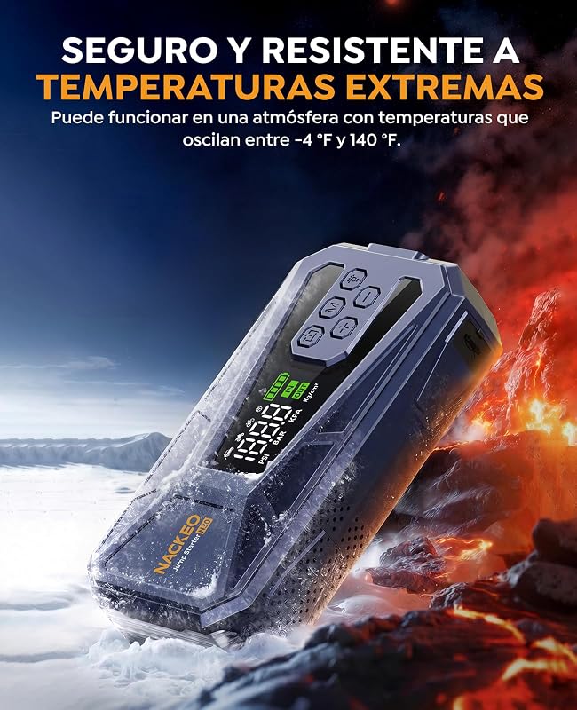 Arrancador de Baterías de Coche 8000A con Compresor 160 PSI, 12V Arrancador de Coches Portátil (Todo Gasolina o 12L Diésel), Arrancador de Coche con Linterna LED, Pantalla LCD y Carga Rápida