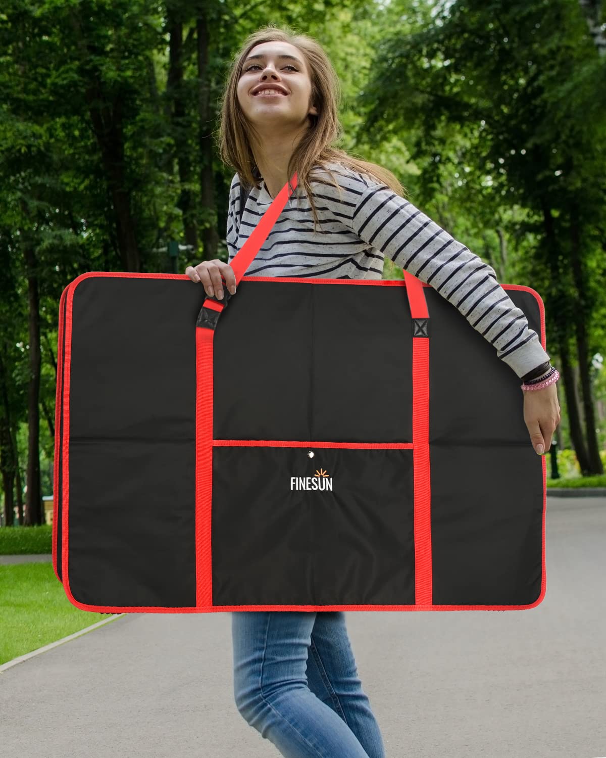 FINESUN Art Portfolio Case, Art Supply Storage Organizer, Art Bag with Frame Construction& Shoulder Straps, Portfolio Folder for Artwork, Drawings& TV (22x34 Inch)