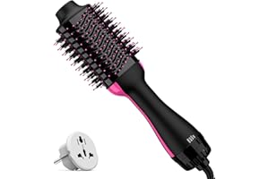 Aopant Dual Voltage Hair Dryer Brush with European Plug, Blow Dryer Brush for European Travel, 110V-120V/220V-240V Hot Air Brush and Styler Volumizer with Negative Ion Anti-frizz