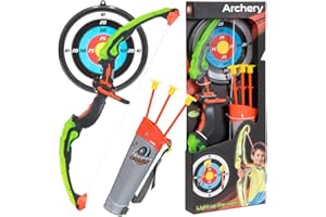 KiiToys Bow & Arrow Toy Set for Kids, Archery Bow 32" Long, Suction Arrow 22", Pretend Play, Soft Power Safe Children Game Set,Silver,Kii-Archery-K35881C