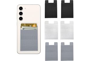 SNOMEL 6 Pieces Silicone Textured Phone Wallet Stick on, Adhesive Phone Pocket Card Holder, Sticky Cellphone Wallet for Back 