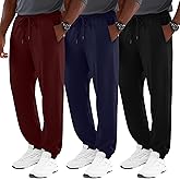 Velvelhall 3 Pack Men's Big and Tall Joggers Lounge Sweatpants Athletic Gym Pants with Pockets Workout Drawstring Jogger Pant