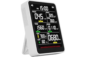 AIROASIS 13-in-1 Professional Indoor Air Quality Monitor Indoor Portable PM2.5/PM10/CO2,Temperature, Formaldehyde Detector,Humidity TVOC,Time Display with AQI Beep Alarms Air Quality Tester, for Home & Office