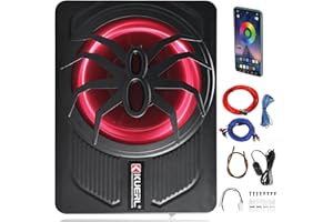 Yaeccc 2025 Upgraded 10" 800W Under Seat Car Subwoofer, Built-in Amplifier and Multi-Colors LED Ambient-Light,Active Subwoofe