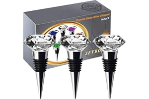 JETKONG 3 Pcs Wine Stoppers Crystal Wine and Beverage Bottle Stopper Diamond Decorative Wine Bottle Stopper (Crystal)