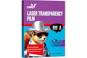 Uinkit 100 Sheets Laser Transparency Film 8.5x11 Color Transparent Paper OHP Clear Overhead Projector Film 8.5x11" for Laser Jet Printer Copier Copy Copies Photo Transparent Film A4 Letter Size