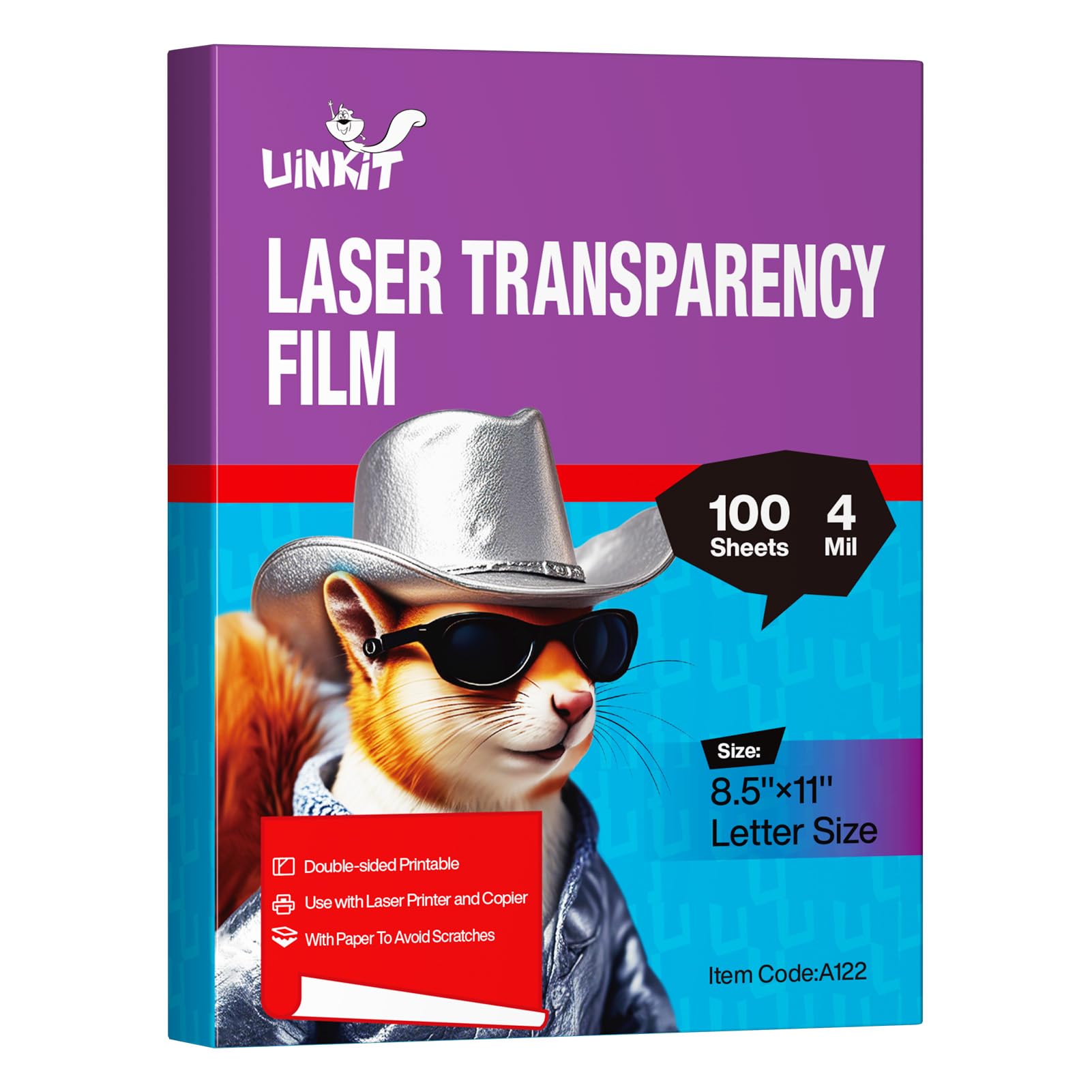 Photo 1 of Uinkit 100 Sheets Laser Transparency Film 8.5x11 Color Transparent Paper OHP Clear Overhead Projector Film 8.5x11" for Laser Jet Printer Copier Copy Copies Photo Transparent Film A4 Letter Size
