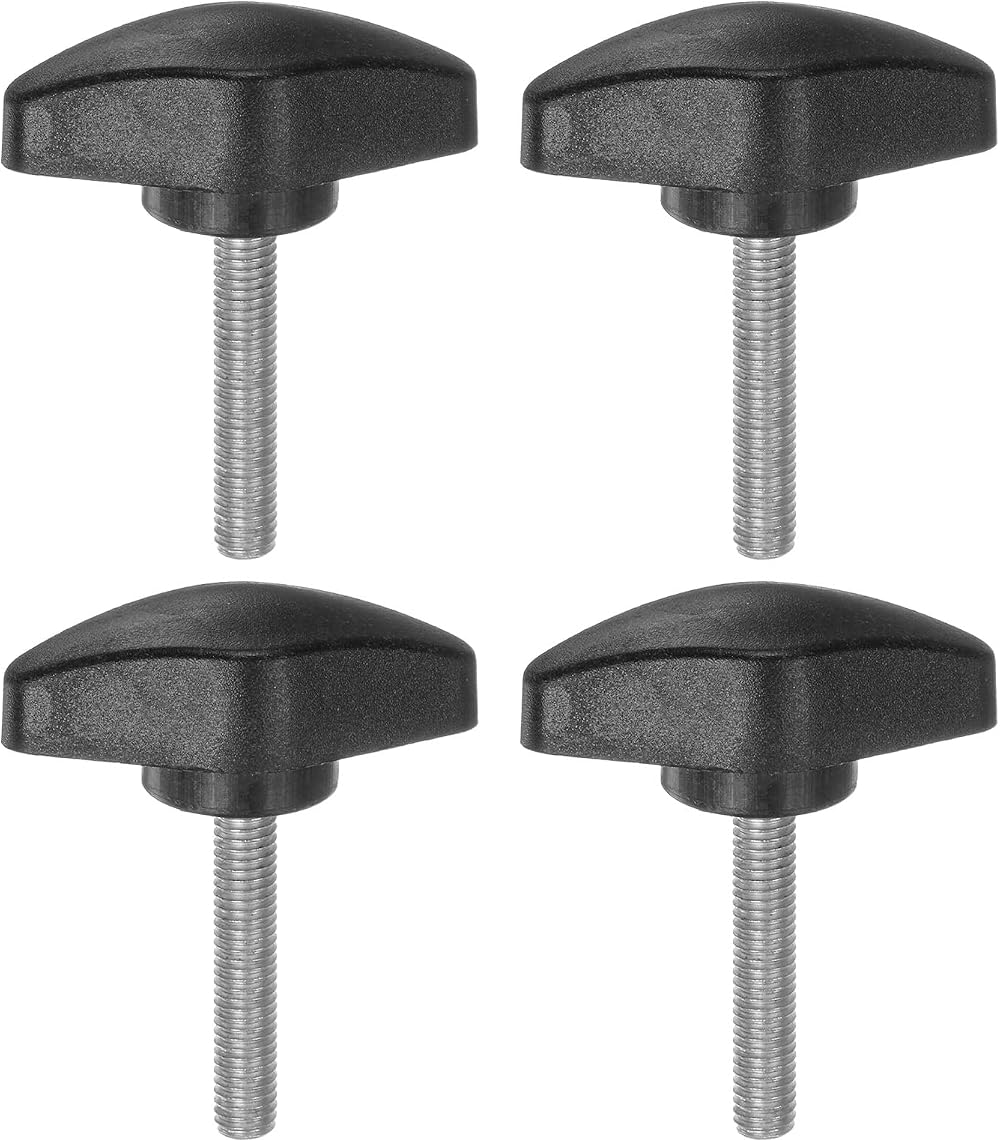 Sourcing Map 4Pcs Tee Wing Knobs M5 x 30mm Black Thumb Screws
