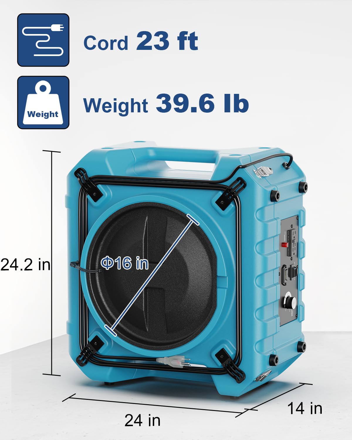 ALORAIR PureAiro HEPA Pro 870 Air Scrubber | UV-C Light Sterilization | 3-Stage Filtration Negative Machine Air Scrubber| Professional Water Damage Restoration for Air Cleaner | up to 550 CFM