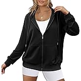 Zeagoo Women's Lightweight Hoodies Full Zip Up Oversized Sweatshirts with Pockets Long Sleeve Thin Casual Hooded Jackets