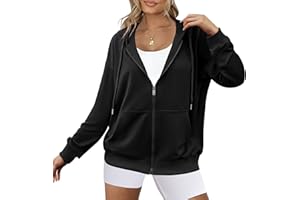 Zeagoo Women's Lightweight Hoodies Full Zip Up Oversized Sweatshirts with Pockets Zip Up Hoodies