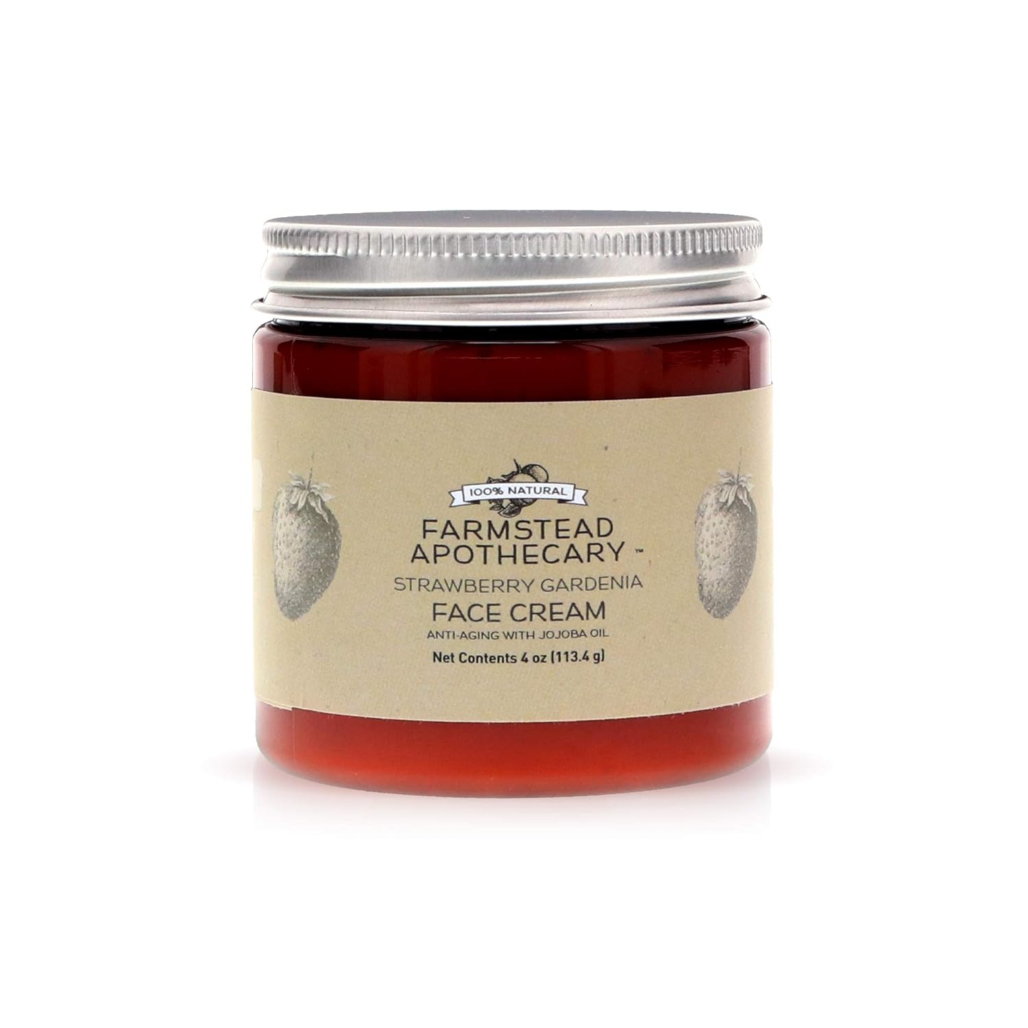 Farmstead Apothecary 100% Natural Anti-Aging Face Cream with Jojoba Oil, 4 oz (Strawberry Gardenia)