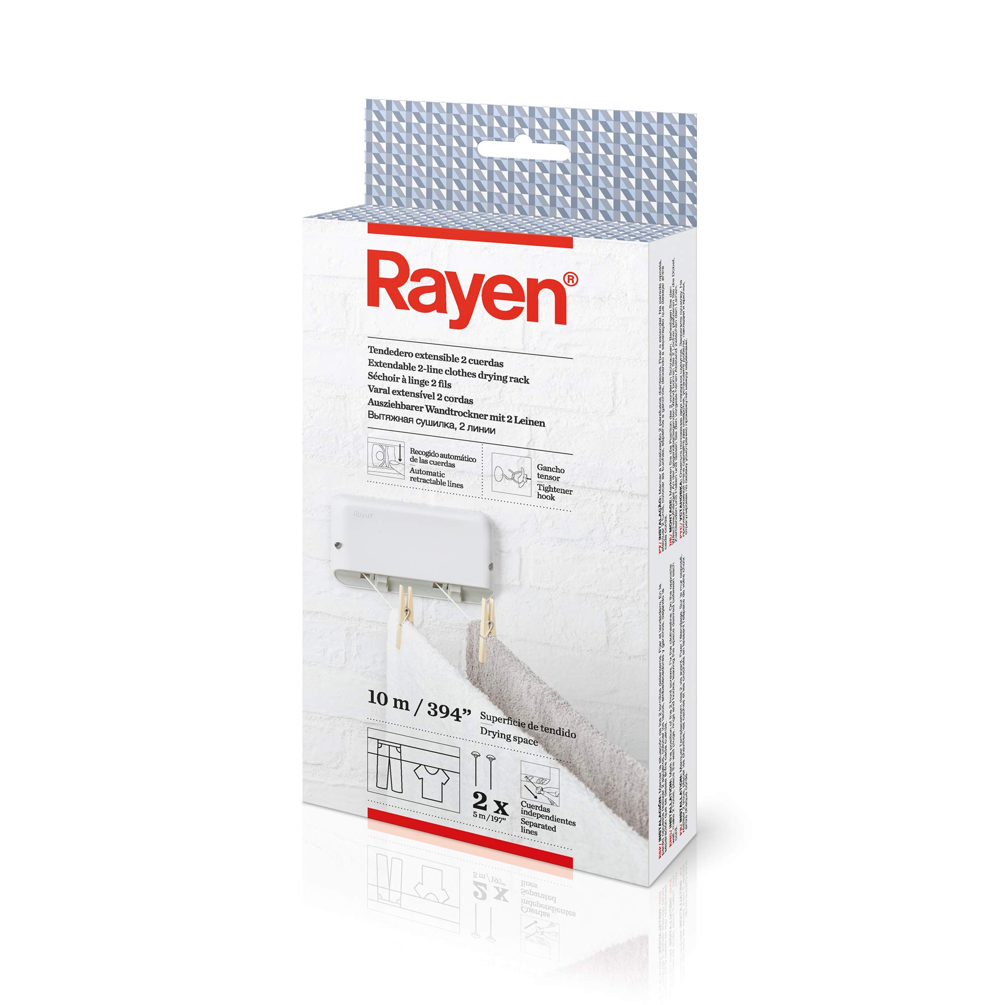 Rayen 0039 Wall Laundry Dryer with Two Clotheslines / Total Drying Area of up to 5 Metres