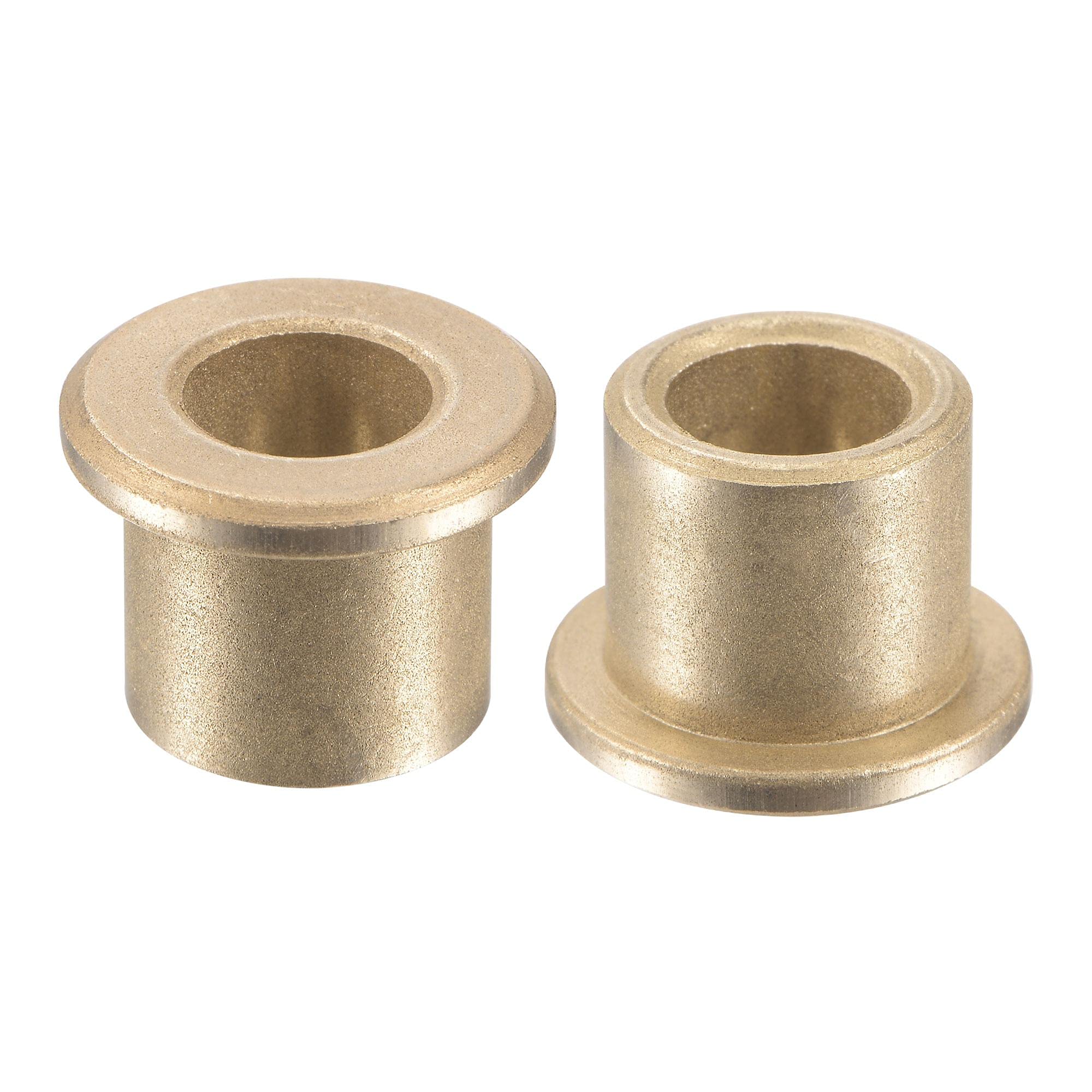 sourcing map Flange Sleeve Bearings 8mm Bore 12mm OD 12mm Length 16mm Flange Dia 2mm Flange Thickness Sintered Bronze Self-Lubricating Bushing 2pcs