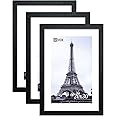 VCK Poster Frames 20x30 Black 3-Pack, Solid Wood Picture Frames for Wall Mounting Hanging Art and Puzzle Frame