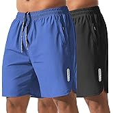 Vkluck Athletic Running Shorts for Men 7" Lightweight Quick Dry Gym Shorts with Zipper Pockets for Casual, Workout, Travel