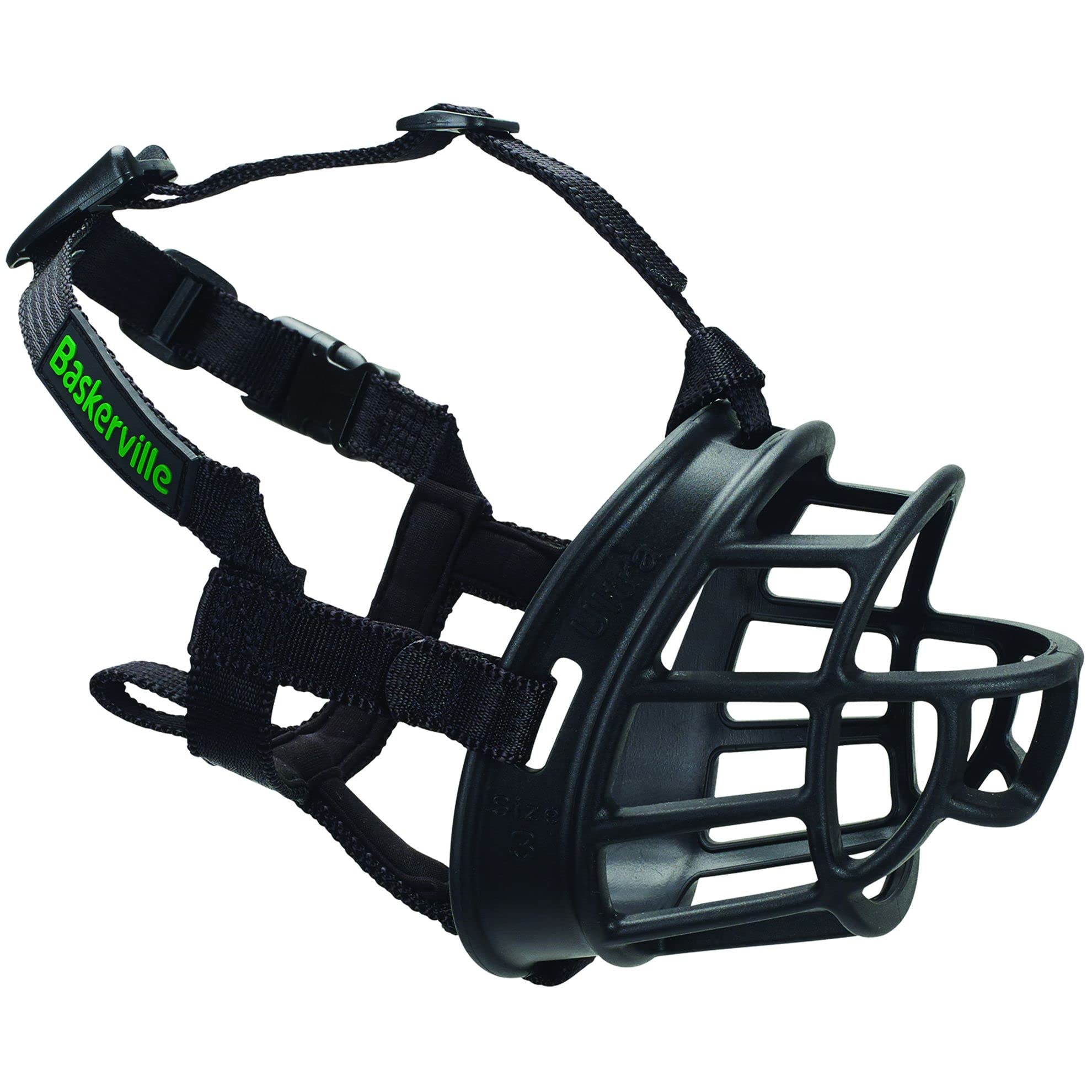 Photo 1 of BASKERVILLE ULTRA MUZZLE - Patented Humane Design, Breathable, Dog can Pant and Drink, Adjustable, Padded, Training Muzzle for Medium-sized Dogs, Prevents Biting, Wildlife Scavenging (Size 4, Black)