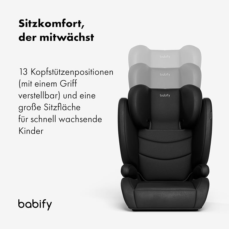FlexiFit Basic Kindersitz 15–36 kg - ECE R129, Isofix, 13-Fach Verstellbare Kopfstütze, Faltbares Design, Waschbarer Bezug, Auto Kindersitz Ab 3 Jahren, Schwarz