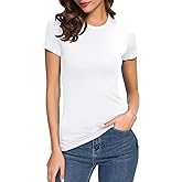 Women's Crewneck Slim Fitted Short Sleeve T-Shirt Stretchy Bodycon Basic Tee Tops