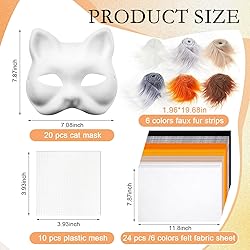 Seenelling 60 Pcs DIY Therian Mask Kit Blank Cat