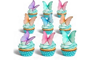 Seadilo 48pcs Edible Butterfly Cake Decorations Edible Butterflies, Butterfly Cupcake Toppers Edible Butterflies for Cake Decorating (Mix Color)