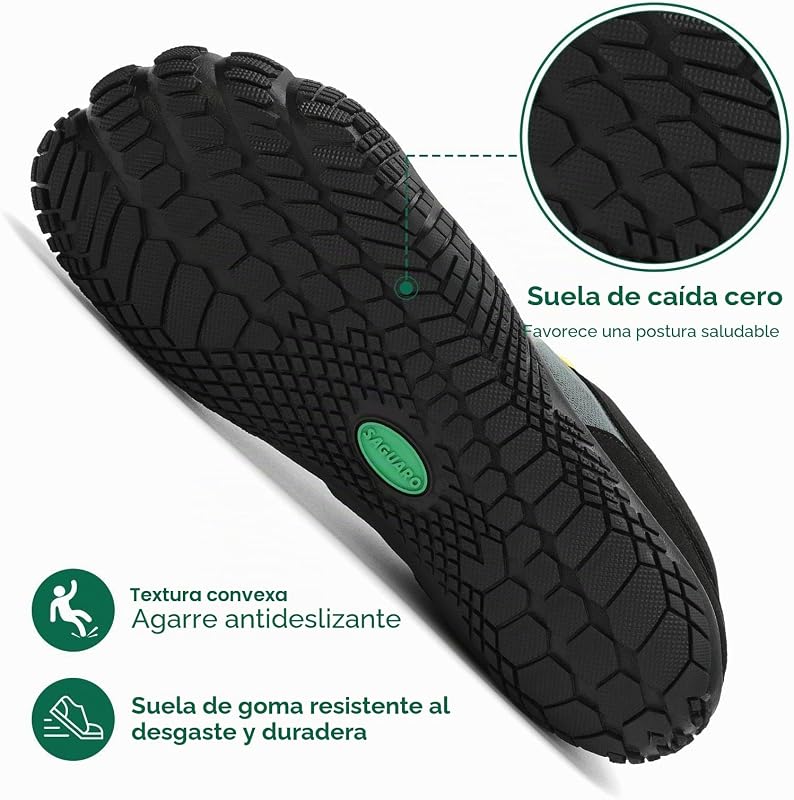 Mujer Barefoot Hombre Zapatillas Minimalistas Ligera Calzado Barefoot Cómodas Zapatos de Trail Running para Zero Drop Soles Paynes Gris,Gr.38
