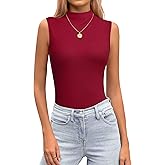 JUSTFASHIONNOW Mock Turtleneck Sleeveless Tops Stretchy Relax Fit Casual 2026 Summer Layer Tank Top