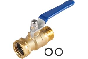 BILAL Heavy Duty Garden Hose Shut Off Valve with Long Handle, High Flow Hose Ball Valve 3/4" GHT Brass Water Valve Shutoff Tool with Rubber Washers, Garden Hose Connector Adapter Fittings (1 Pack)