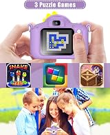 Hangrui Kids Camera 20MP Dual Lens 2.0 IPS 1080P 32GB Purple view 5