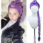 WTHCOS Long Purple Braid Wigs for Girls Women Long Braid Wig Cartoon Movie Halloween Cosplay Costume Animie wig