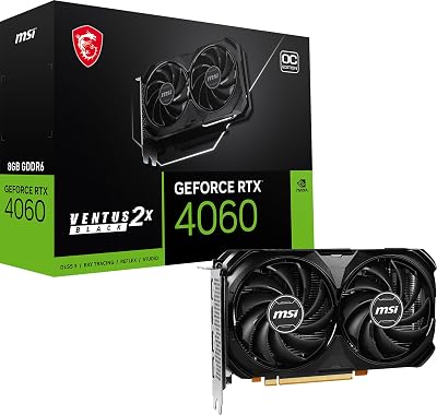 MSI GeForce RTX 4060 Ventus 2X Black 8G OC 8GB GDDR6 HDMI DP Graphics Card