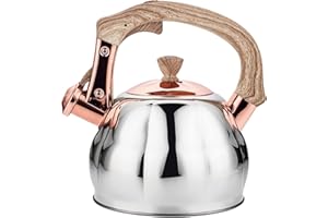 LAZNEYRU Stainless Steel Tea Kettle for Stove Top Teakettles Stovetop Whistling with Heat Proof Ergonomic Handle 2.5 Quart
