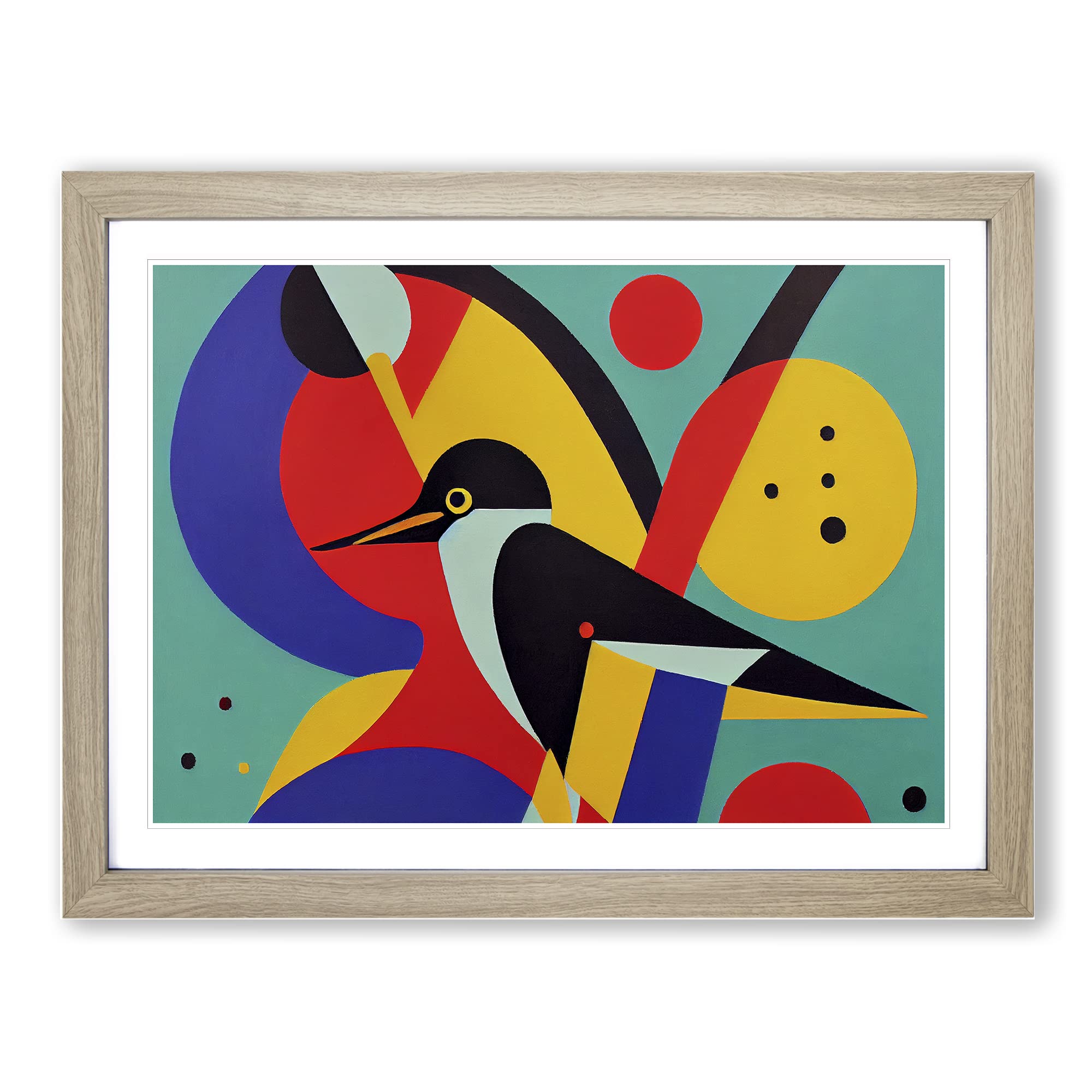 Abstract Kingfisher Bird Vol.3 Framed Print | A4 Oak Framed Wall Art | Ready to Hang | Abstract Fantasy Picture | Living Room Bedroom Lounge Office