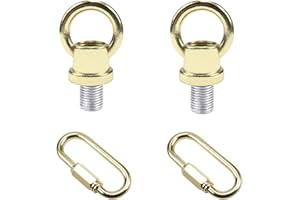 ECUDIS 1/8-IP Lighting Loops with Link Buckle Connectors for Light Fixture Chandelier Chain Extension, Pack of 2 (Brass)