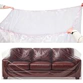 Lanboon Plastic Couch Cover Furniture Cover with Elastic Band, Clear Sofa Cover Protector for Moving and Storage, Waterproof &amp; Dustproof Moving Bags for Couch Slipcover 92W x 42D x 42H Inches (Sofa)