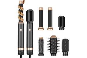 YITRUST 6 in 1 Hair Dryer Brush, Hair Curler Thermal Brush, Curling Wand, Ionic Hair Dryer, Oval Hot Air Brush, Hair Straightener Hair Styling Tools